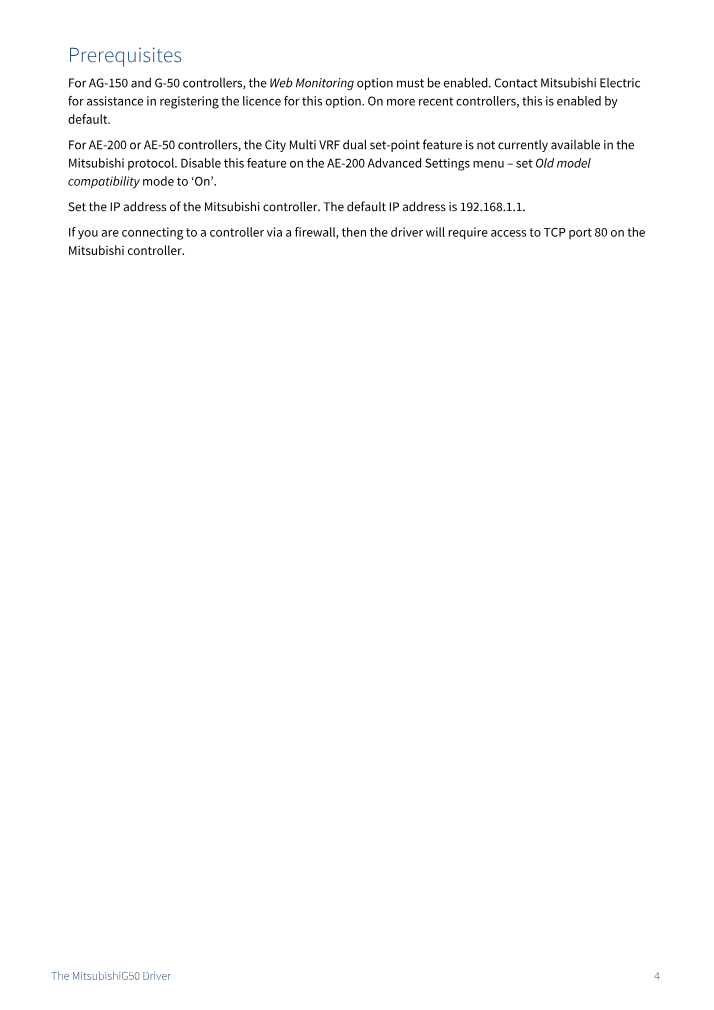Preview thumbnail of page 4 of the MitsubishiG50 Driver Manual PDF document.